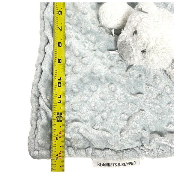 Lovey Blanket Bear Blue White Minky Dot Popcorn Security Blankets & Beyond Toy - Picture 9 of 11